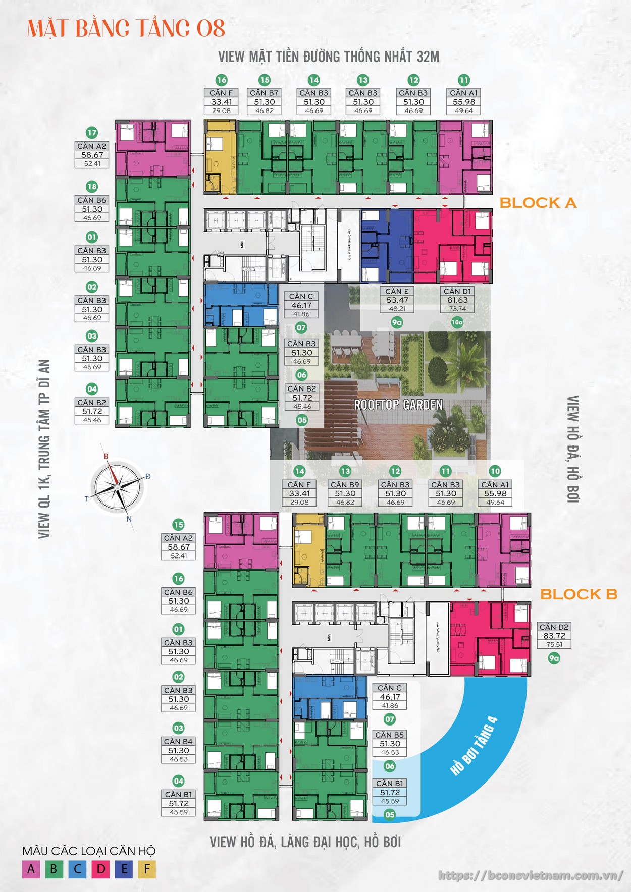 Mặt bằng tầng 08 - Tháp Bcons City