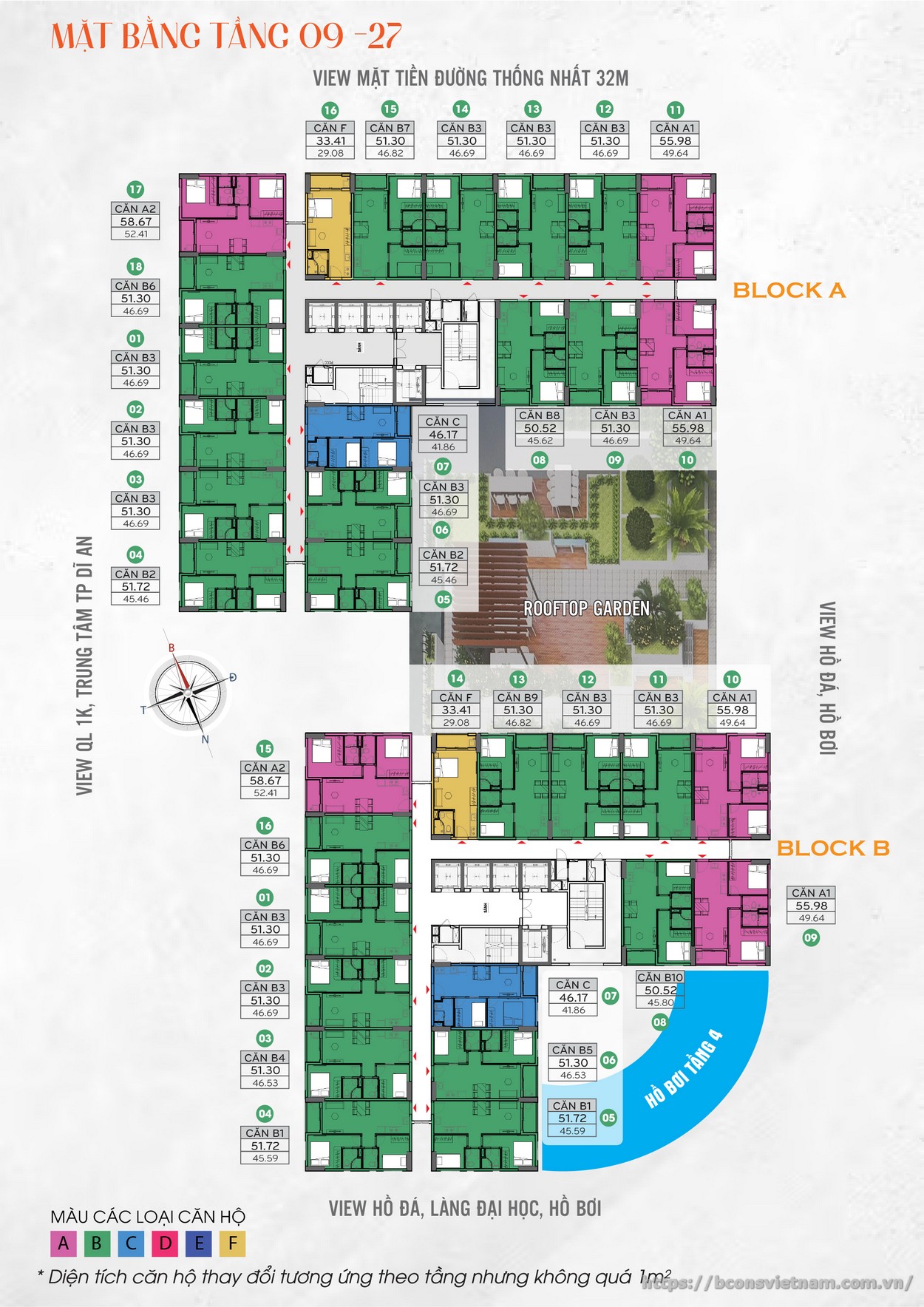 Mặt bằng tầng 09-27 - Tháp Bcons City