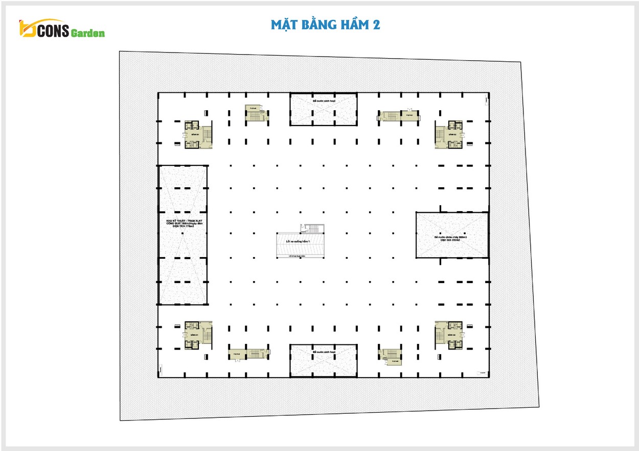 Mặt bằng tầng hầm 2 dự án Bcons Garden