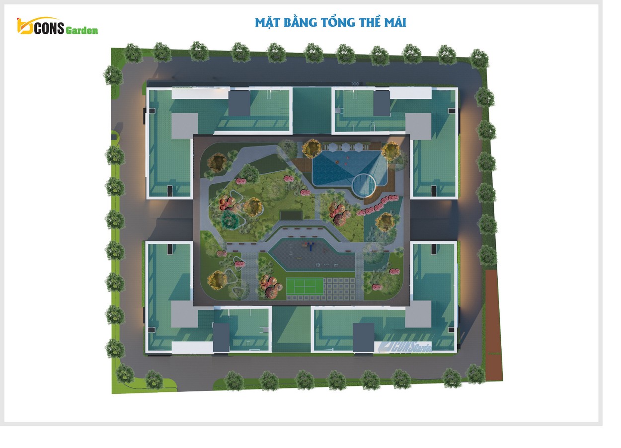 Mặt bằng tổng thể mái dự án Bcons Garden