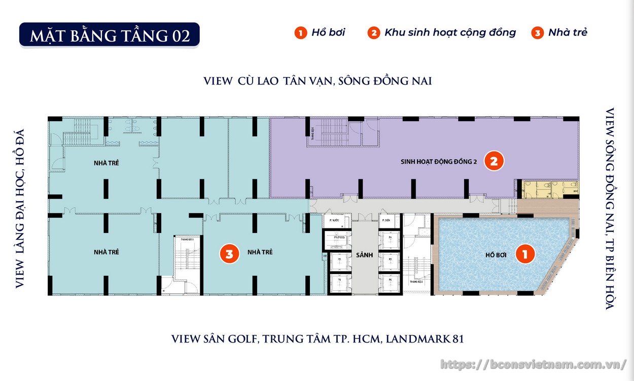 Mặt bằng tầng 2 Bcons Avenue