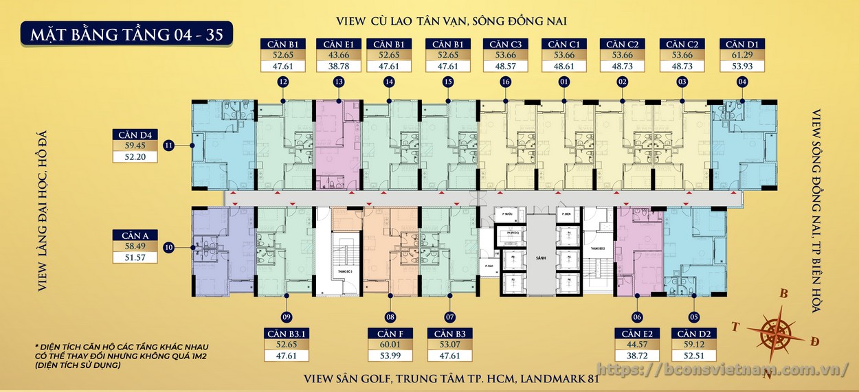 Mặt bằng tầng điển hình Bcons Avenue