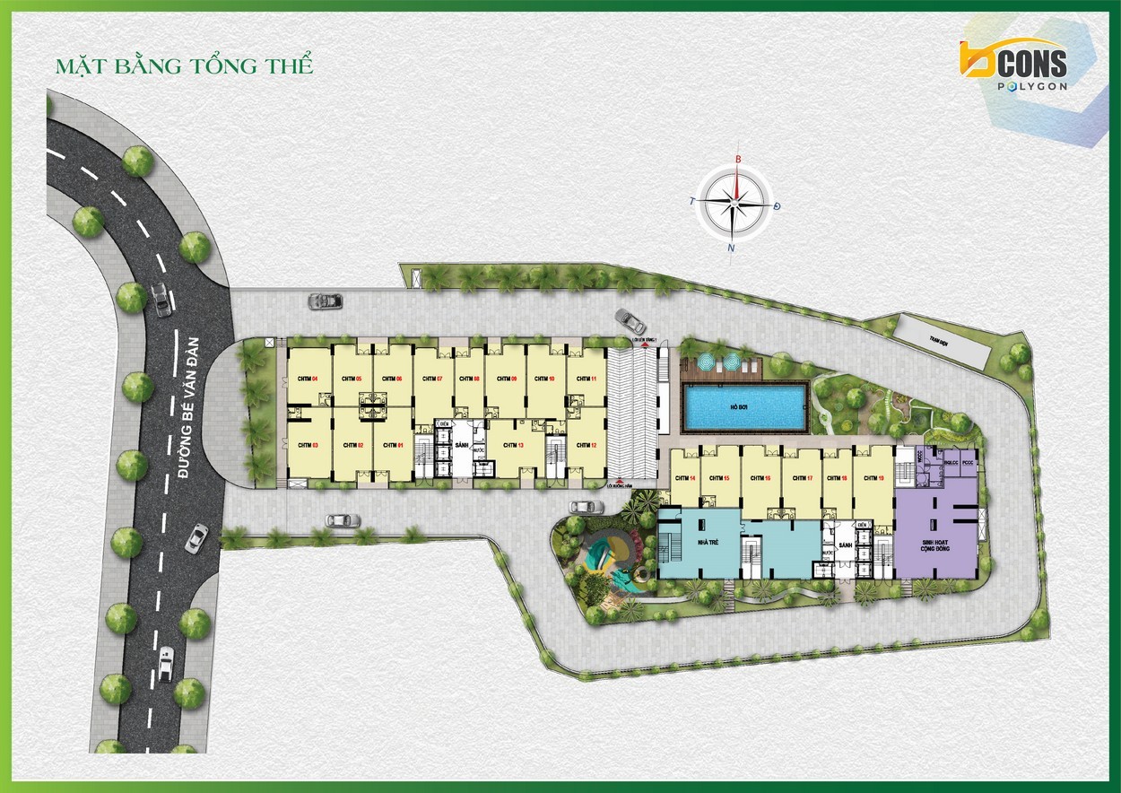 Mặt bằng tổng thể dự án Bcons Polygon An Bình