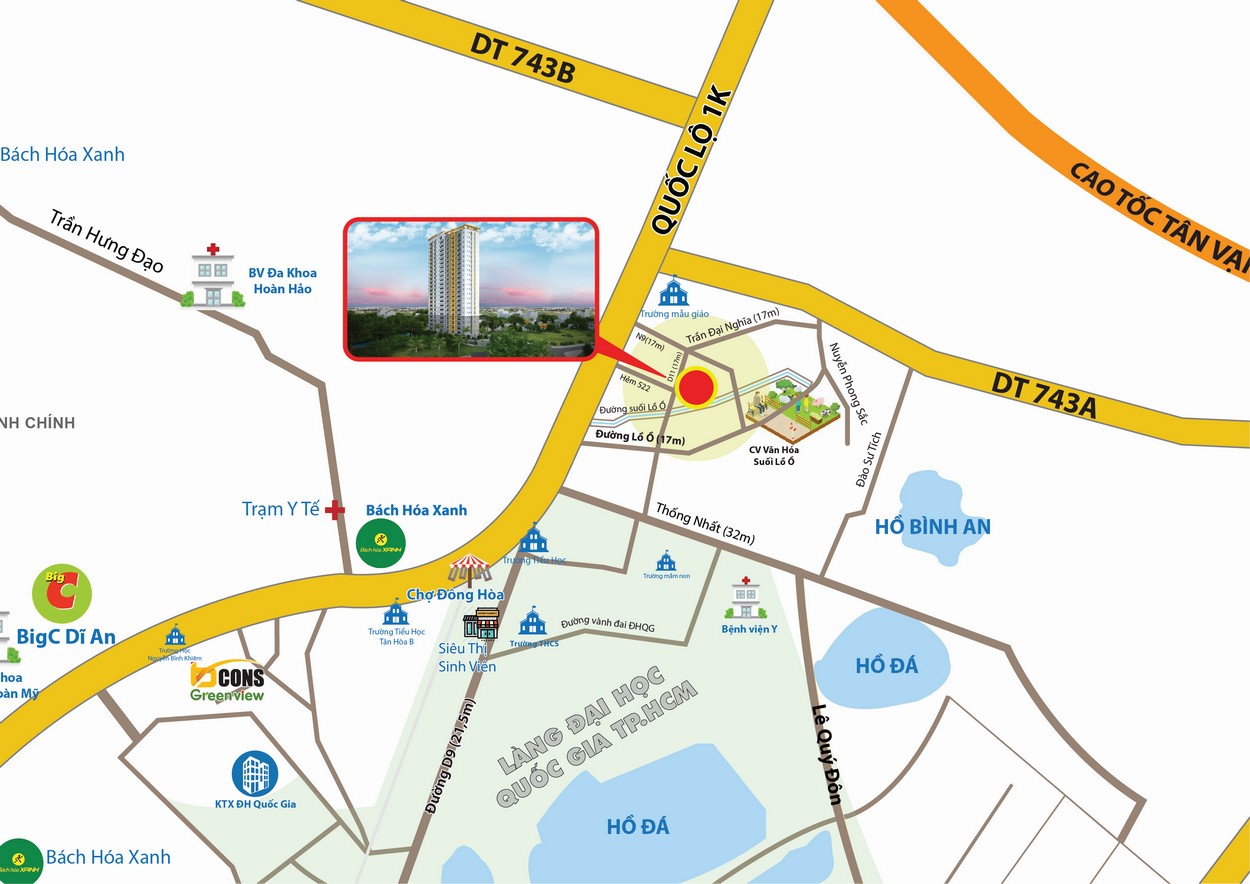 Vị trí dự án Bcons Bee Bình Dương