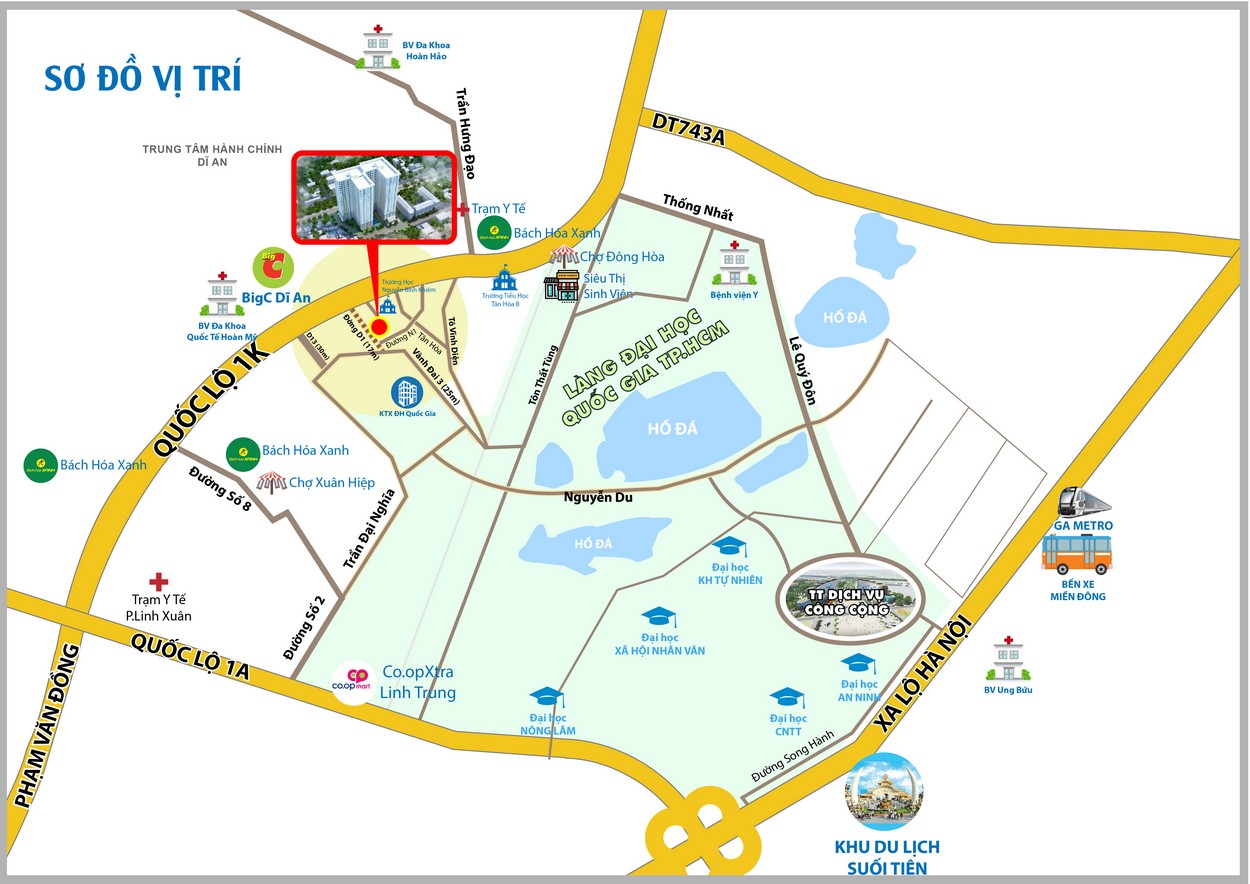 Sơ đồ vị trí dự án Bcons Green View